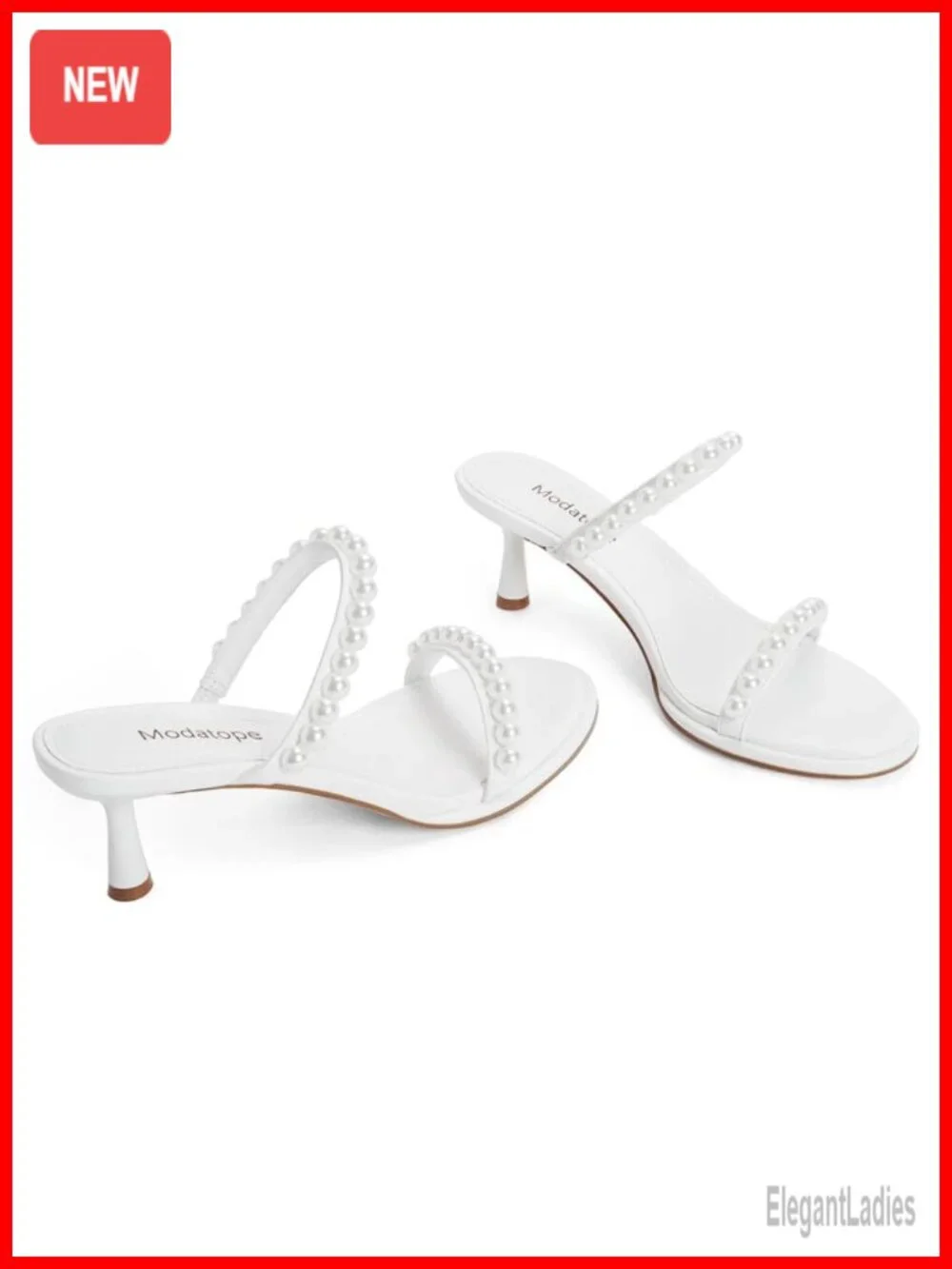 Kitten Heel Two Strap Sandals Faux Leather Round Toe Slip On Heels for Wedding